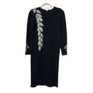 Vintage sequin dress leaf holiday tight knit sheath Medium New Year’s Eve